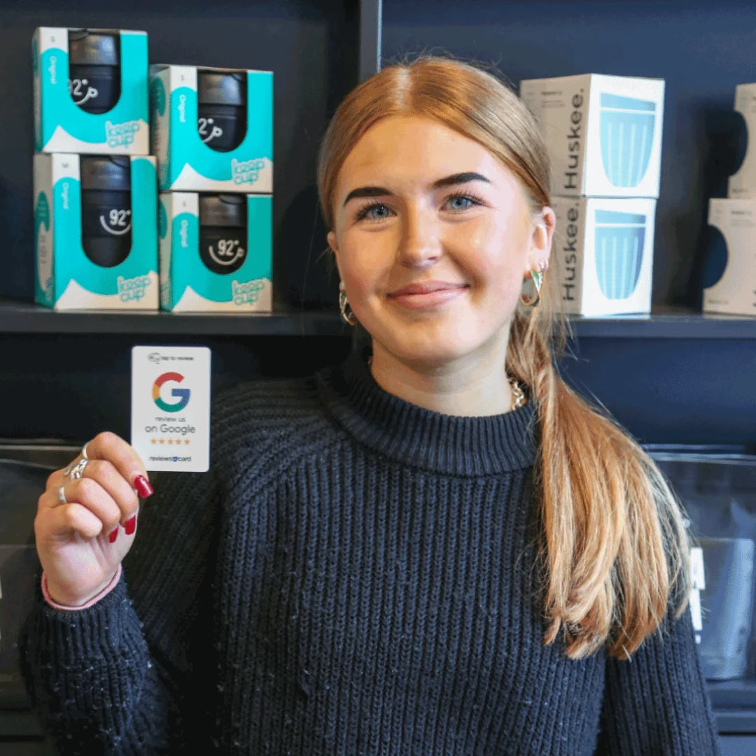 Business owner showing a Scan Card